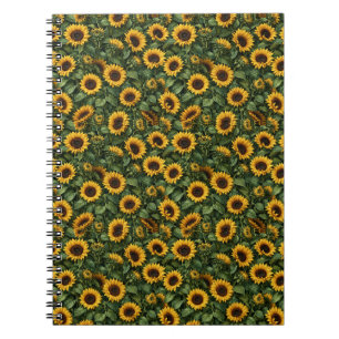 Realistische zonnebloem botanische kunst notitieboek