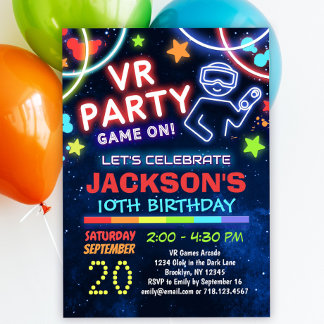 Réalité virtuelle VR Invitations de fête d'anniver
