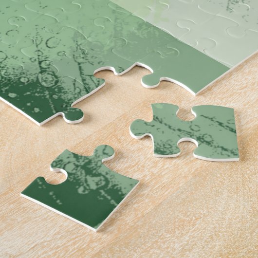Realm of Green Contemmodern Linear Jigzaag Puzzle Legpuzzel (Zijkant)