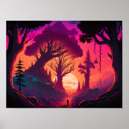 Realms Beyond : Mystical Forest Sunset Poster