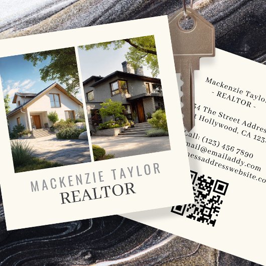 Realtor 2 Photo Professional Personalized QR Code Vierkante Visitekaartjes