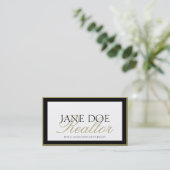 Realtor B/W Gold Script/Border Visitekaartje (Staand voorkant)