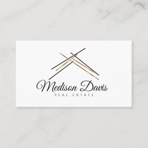 Realtor-branding met dak in gouden kleur visitekaartje