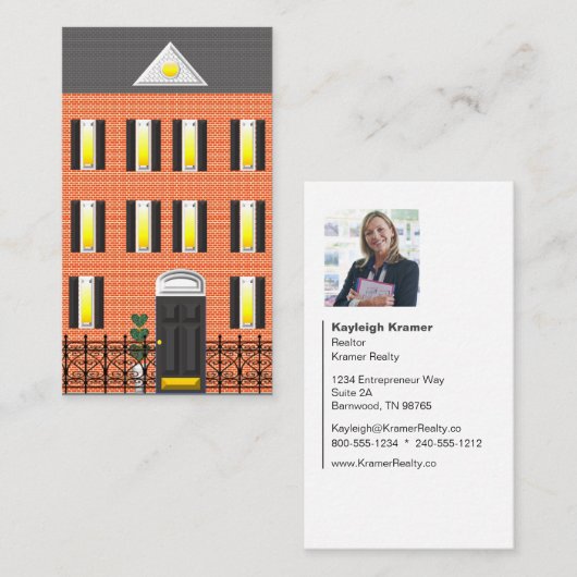 Realtor Brick Townhouse Carte de visite photo (Devant / Derrière)