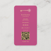 Realtor Classic Elegant Roze Gouden Sleutel Visitekaartje (Achterkant)