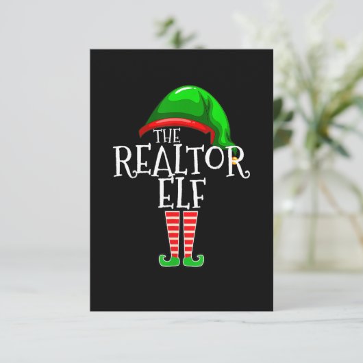 Realtor Elf Group Matching Family Kerstmis Bedankkaart (Staand voorkant)