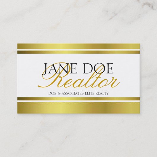 Realtor Gold Metallic Script Visitekaartje (Voorkant)