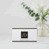 Realtor Golden Black/Tan Square Monogram Plaque Visitekaartje (Staand voorkant)