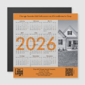 Realtor Gray Orange 2026 Calendar Magnet (Devant / Derrière)