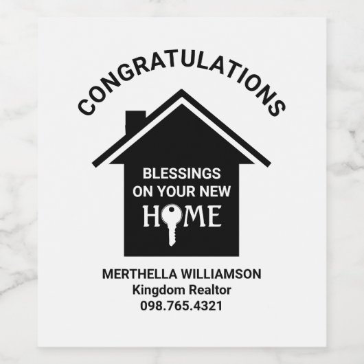 Realtor Housewarming Client Sluitingsgeschenk Wijn Etiket (Enkel label)