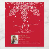 Realtor-kerstcadeaulabel voor wijn etiket (Enkel label)