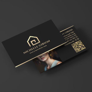 Realtor Minimal Mortgage Broker Black House Logo Visitekaartje