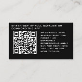 Realtor Modern Zwart met URL QR Code Visitekaartje (Achterkant)