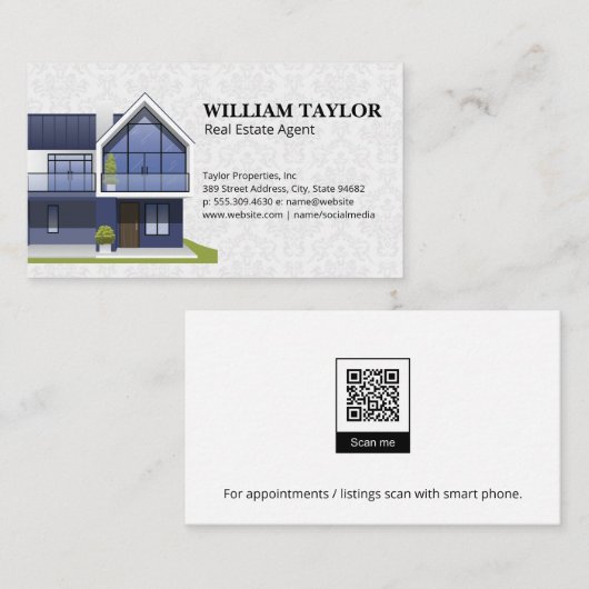 Realtor | Moderne Logo | QR-code Visitekaartje (Voorkant / Achterkant)