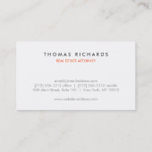 Realtor moderne ou Carte de visite de procureur (Dos)