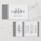 Realtor Monogram Silver Dot Design/White Paper Visitekaartje (Voorkant / Achterkant)