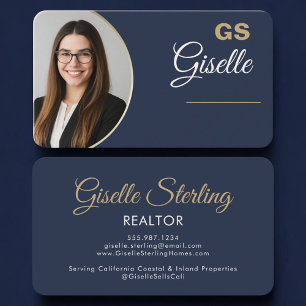 Realtor Navy Blue Gouden Foto Visitekaartje