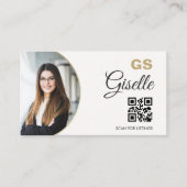 Realtor Neutral Gold Photo Monogram QR Code Visitekaartje (Voorkant)