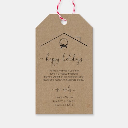 Realtor New Home Kerstcadeau Label Cadeaulabel (Voorkant)