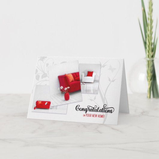 Realtor Nieuw huis gefeliciteerd in Modern Rood Kaart (Voorkant)