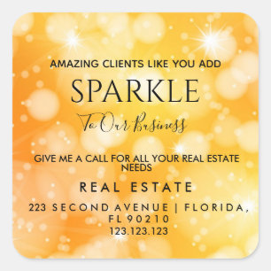 Realtor Open House Sparkle Pop door Briefkaart Vierkante Sticker