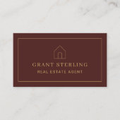 Realtor Real Estate Agent Burgundy Minimal Photo Visitekaartje (Voorkant)