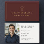 Realtor Real Estate Agent Burgundy Minimal Photo Visitekaartje