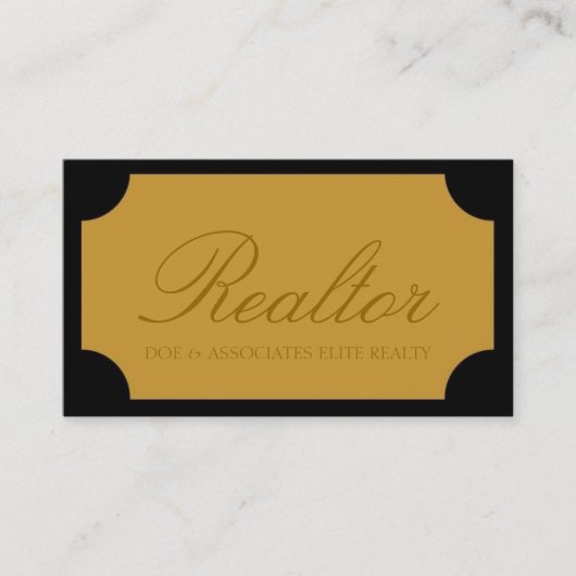 Realtor Script Yellow Gold Plaque Visitekaartje (Voorkant)