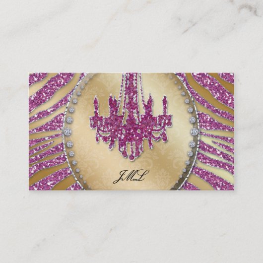 Realtor Visitekaartje Zebra Glitter Chandelier (Voorkant)