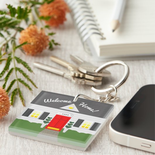 Realtor Welkom Home Schattigee Nieuwe Huis Sleutel Sleutelhanger (Voorkant Rechts)