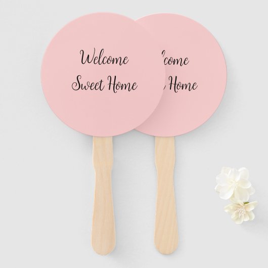 Realtor welkome huisverwarming voegt jouw naam toe handwaaier (Voorkant en achterkant)