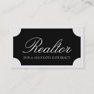 Realtor White Script/Black Plaque Visitekaartje