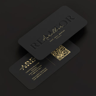 Realtor Zwart Vastgoed Agent Monogram Modern Visitekaartje