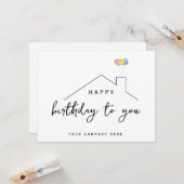 Realty Happy Birthday House Balloons Kaart (Voorkant / Achterkant in situ)