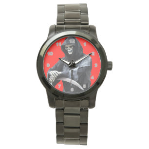 Reaper over de grote zwarte mannen met zwarte beug horloge