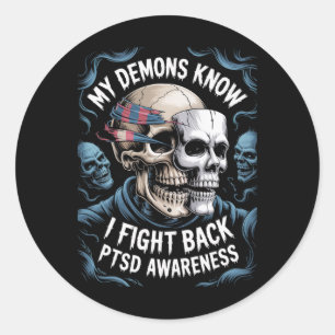 Reaper Ptsd Mijn Demonen Weten Dat Ik Vecht Tegen Ronde Sticker