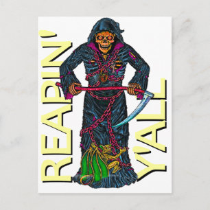 Reapin' Y'all Robed Skeleton Briefkaart