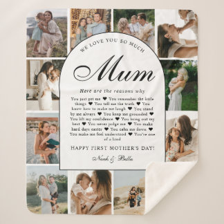 Reasons We Love You Mum Photo Grid Collage Sherpa Deken