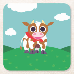 Reba the Cow Vierkante Kartonnen Onderzetter