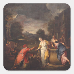 Rebecca bij de Well Vierkante Sticker