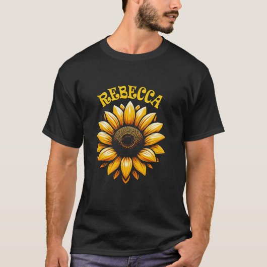Rebecca Mooie Zonnebloem Ontwerp voor Meisjes Naam T-shirt (Voorkant)