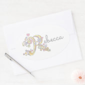 Rebecca of jouw naam beginnend met R-label Ovale Sticker (Envelop)