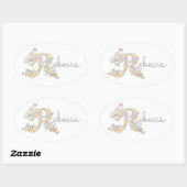 Rebecca of jouw naam beginnend met R-label Ovale Sticker (Vel)