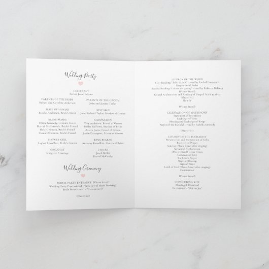 Rebecca Pleine Masse Pliée Programme de Mariage Ca (Intérieur)
