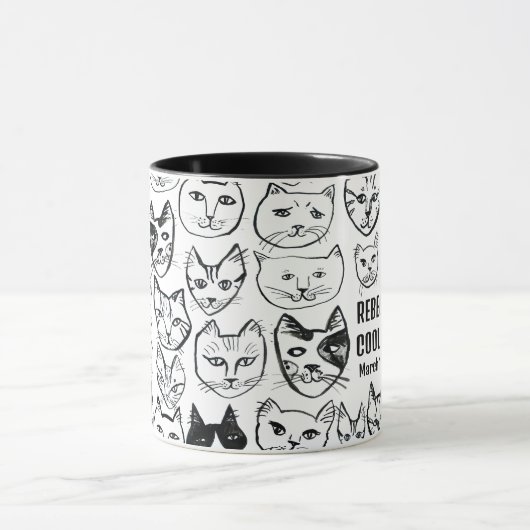 Rebecca's Cool Cats Cute Funny Cat CUSTOM Mok (Midden)