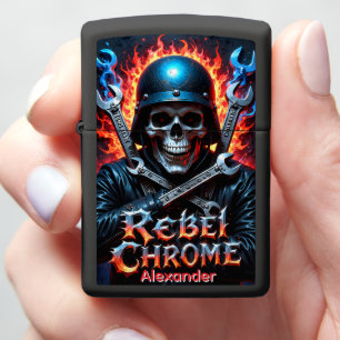 Rebel Chrome Schedel Biker Vlam Hoes
