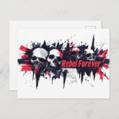 "Rebel Forever" - Edgy Skull Grafisch Ontwerp Briefkaart (Voorkant / Achterkant)