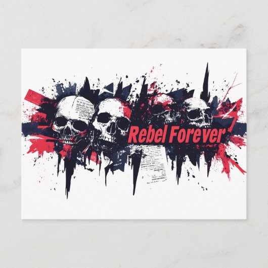 "Rebel Forever" - Edgy Skull Grafisch Ontwerp Briefkaart (Voorkant)