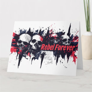 "Rebel Forever" - Edgy Skull Grafisch Ontwerp Kaart