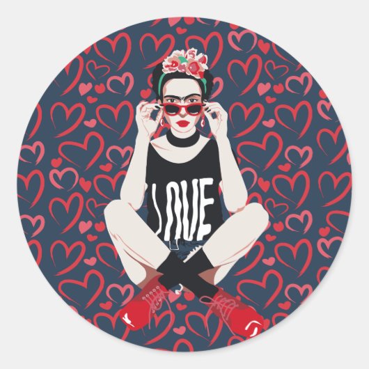 Rebel Frida Ronde Sticker (Voorkant)